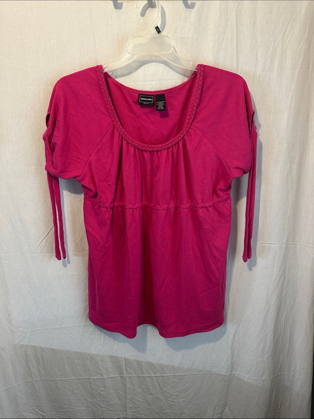 St. John's Bay Hot Pink Braided Scoop-Neck Tie Sleeve Tunic